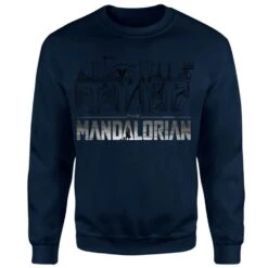 Star Wars The Mandalorian Helmets Line Art - Light Base Sweatshirt - Navy