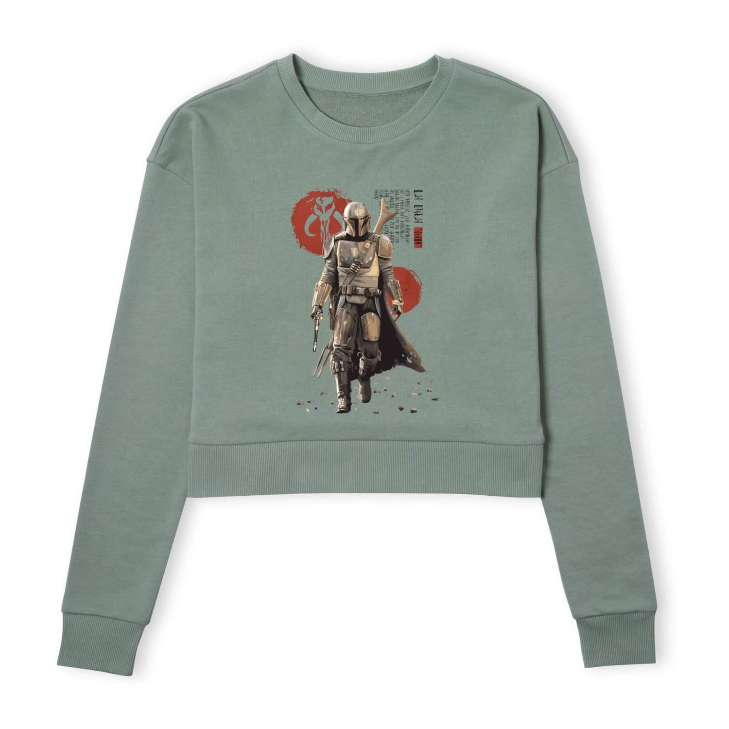Star Wars The Mandalorian Mando'a Script Women's Cropped Sweatshirt - Khaki 3 Star Wars The Mandalorian Mando'a Script Women's Cropped Sweatshirt - Khaki