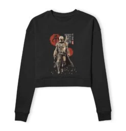 Star Wars The Mandalorian Mando'a Script Women's Cropped Sweatshirt - Black