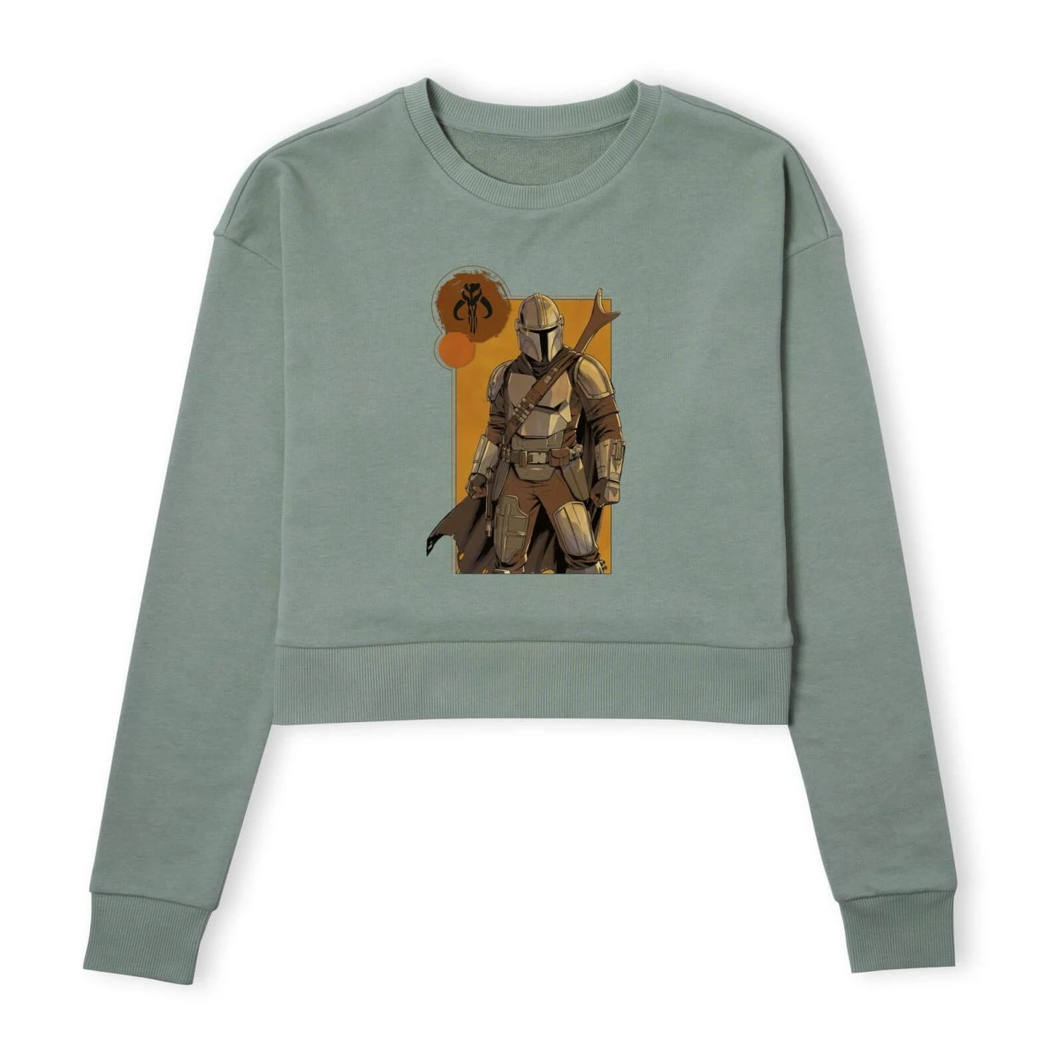 Star Wars The Mandalorian Composition Women's Cropped Sweatshirt - Khaki 3 Star Wars The Mandalorian Composition Women's Cropped Sweatshirt - Khaki