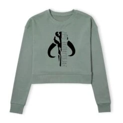 Star Wars The Mandalorian Mando Badge Women's Cropped Sweatshirt - Khaki