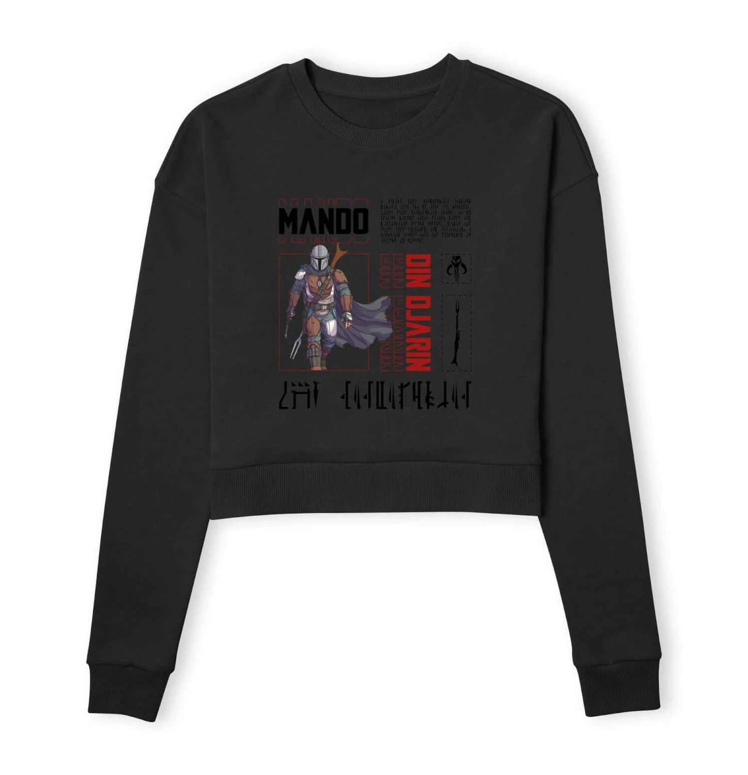 Star Wars The Mandalorian Biography Women's Cropped Sweatshirt - Black 3 Star Wars The Mandalorian Biography Women's Cropped Sweatshirt - Black