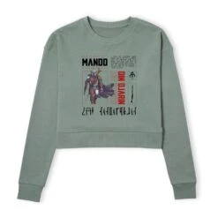 Star Wars The Mandalorian Biography Women's Cropped Sweatshirt - Khaki