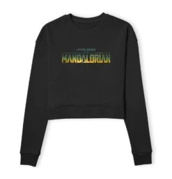 Star Wars The Mandalorian Sunset Logo Women's Cropped Sweatshirt - Black
