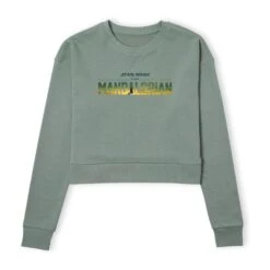 Star Wars The Mandalorian Sunset Logo Women's Cropped Sweatshirt - Khaki