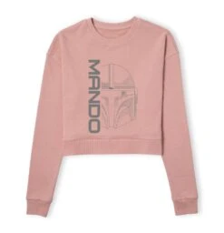 Star Wars The Mandalorian Mando Women's Cropped Sweatshirt - Dusty Pink