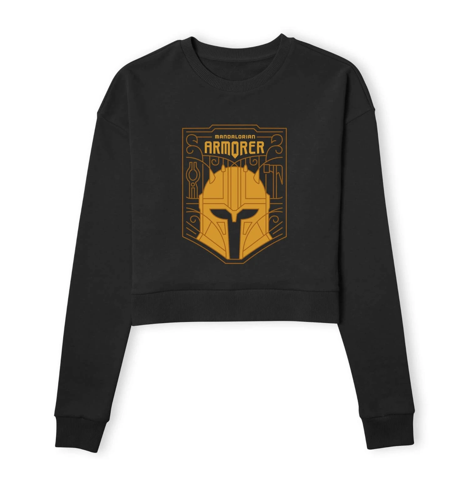 Star Wars The Mandalorian The Armorer Badge Women's Cropped Sweatshirt - Black 3 Star Wars The Mandalorian The Armorer Badge Women's Cropped Sweatshirt - Black