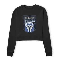 Star Wars The Mandalorian Bo-Katan Badge Women's Cropped Sweatshirt - Black
