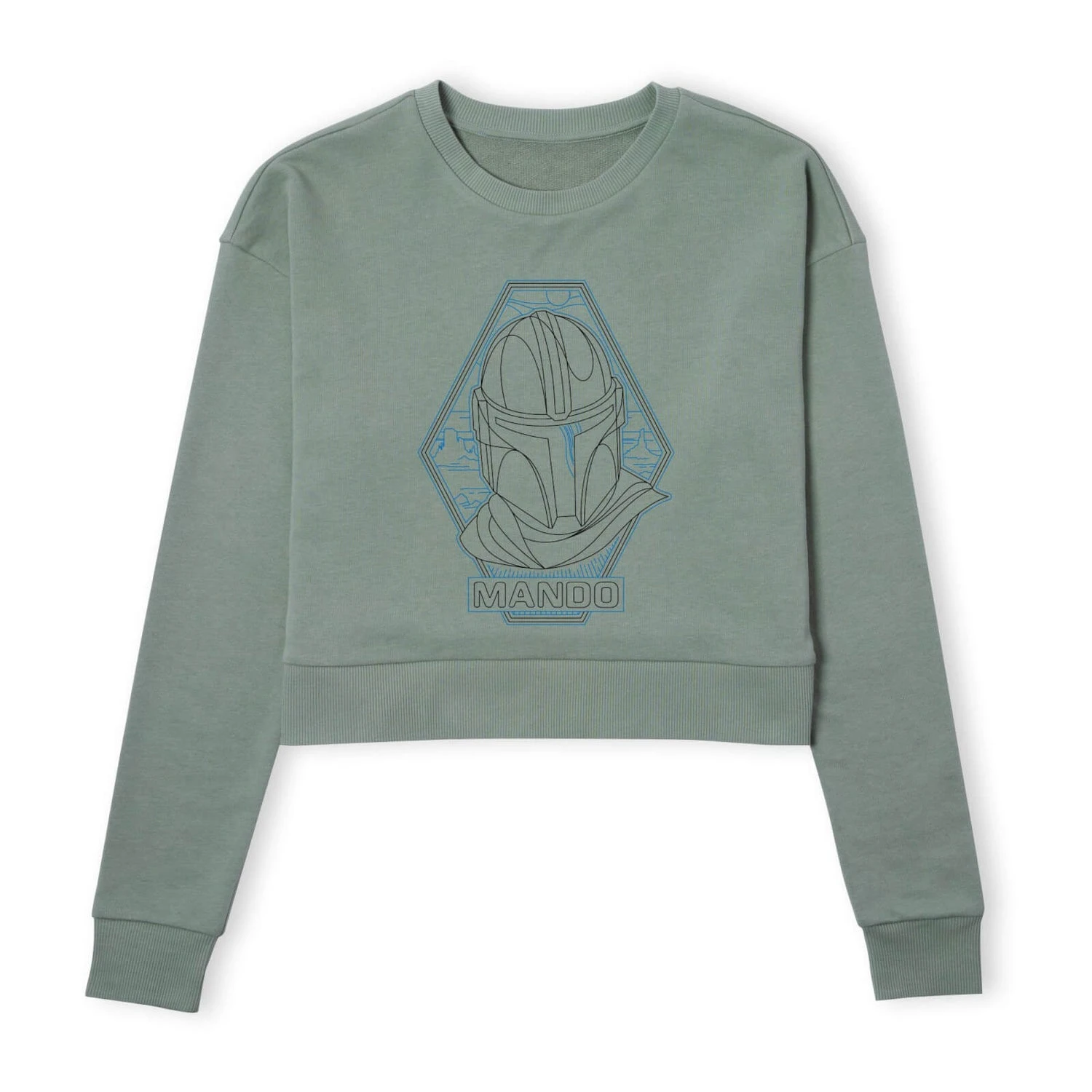 Star Wars The Mandalorian Mando Line Art Badge Women's Cropped Sweatshirt - Khaki 3 Star Wars The Mandalorian Mando Line Art Badge Women's Cropped Sweatshirt - Khaki
