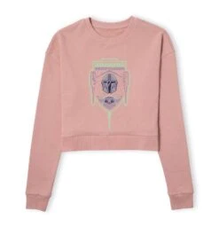 Star Wars The Mandalorian Fierce Warrior Women's Cropped Sweatshirt - Dusty Pink
