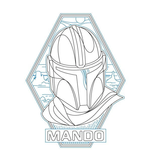 Star Wars The Mandalorian Mando Line Art Badge Women's T-Shirt - White 4 Star Wars The Mandalorian Mando Line Art Badge Women's T-Shirt - White - Image 2