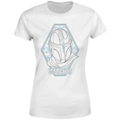 Star Wars The Mandalorian Mando Line Art Badge Women's T-Shirt - White