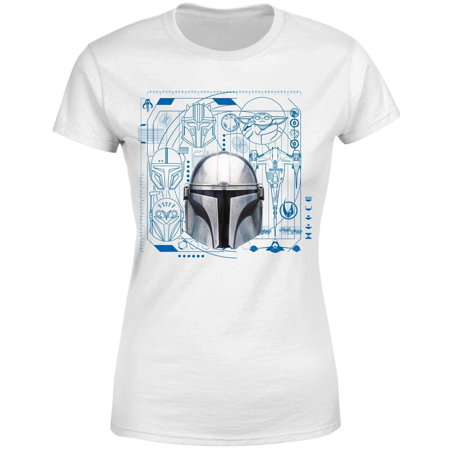 Star Wars The Mandalorian Schematics Women's T-Shirt - White 3 Star Wars The Mandalorian Schematics Women's T-Shirt - White