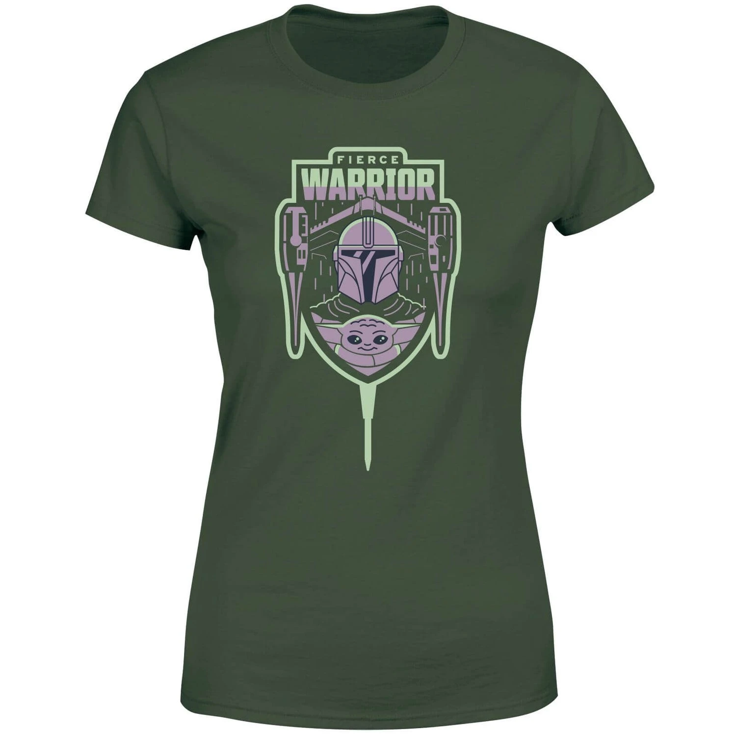 Star Wars The Mandalorian Fierce Warrior Women's T-Shirt - Green 3 Star Wars The Mandalorian Fierce Warrior Women's T-Shirt - Green