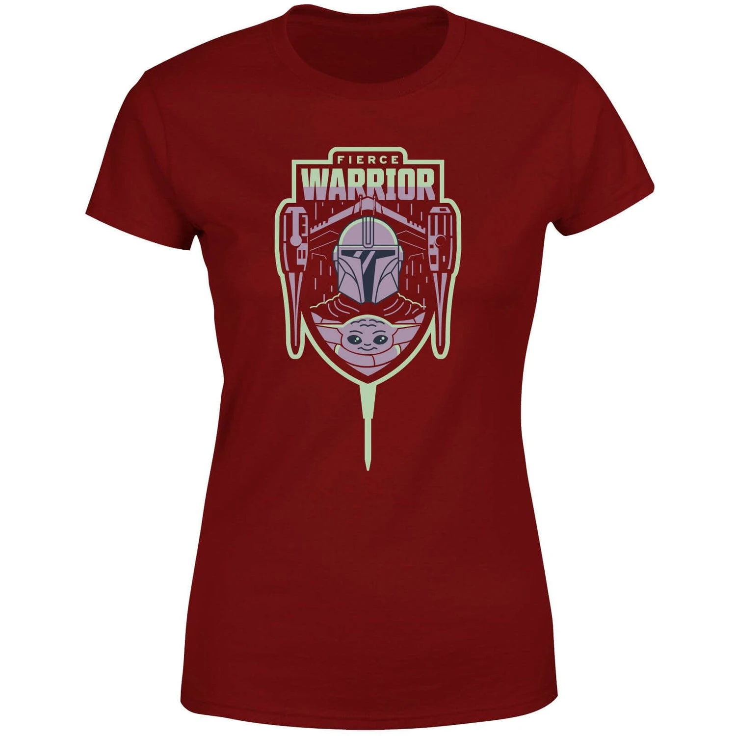 Star Wars The Mandalorian Fierce Warrior Women's T-Shirt - Burgundy 3 Star Wars The Mandalorian Fierce Warrior Women's T-Shirt - Burgundy
