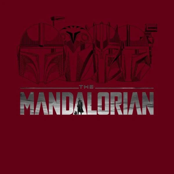 Star Wars The Mandalorian Helmets Line Art - Light Base Women's T-Shirt - Burgundy 4 Star Wars The Mandalorian Helmets Line Art - Light Base Women's T-Shirt - Burgundy - Image 2