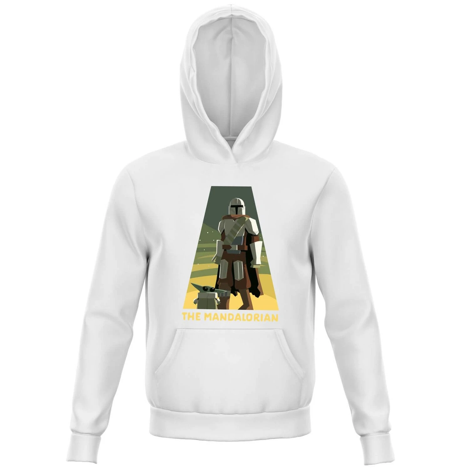 Star Wars The Mandalorian Artistic Pose Kids' Hoodie - White 3 Star Wars The Mandalorian Artistic Pose Kids' Hoodie - White