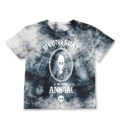 The Addams Family Wednesday Is My Spirit Animal Women's Cropped T-Shirt - Black Acid Wash